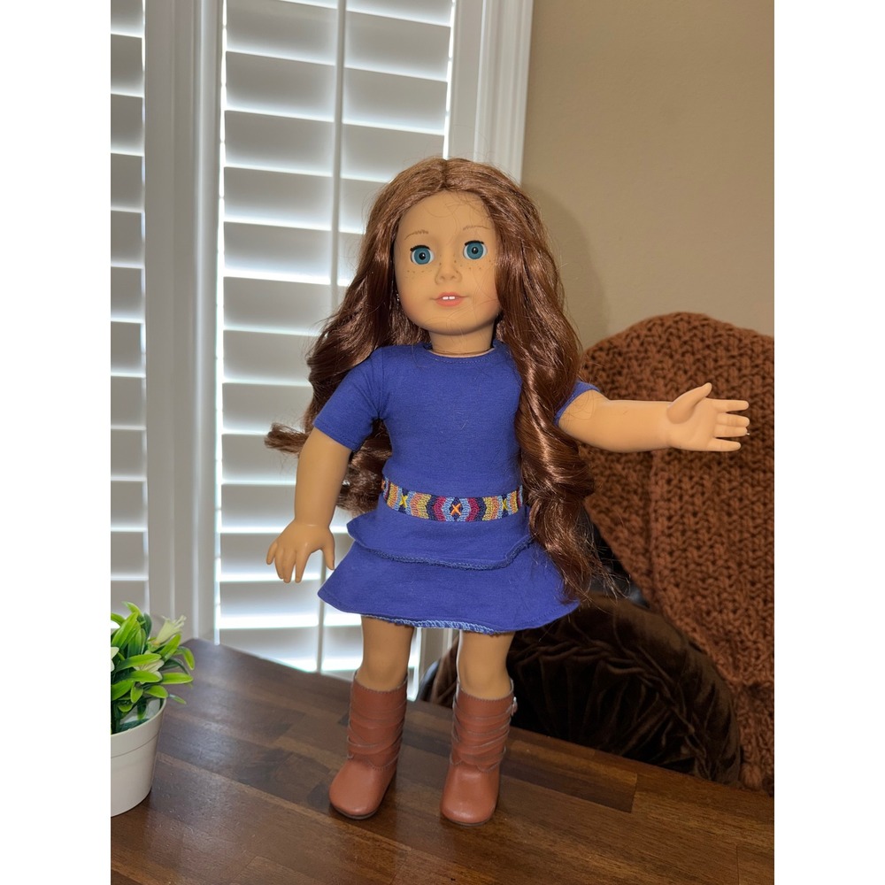 American Girl Saige Copeland 2013 Girl of the Year Doll Blue Dress Freckles